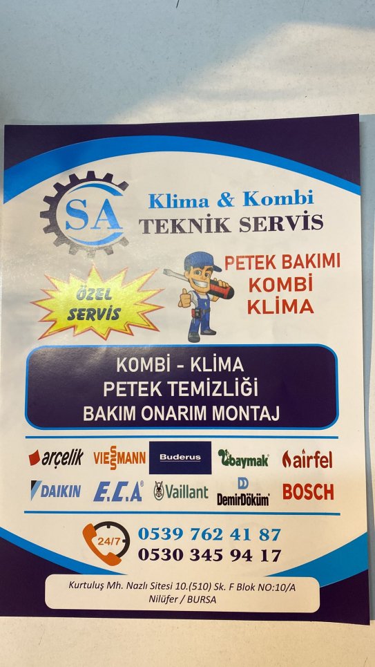 Klima, Kombi, Montaj, Tamir, Temizleme Servisi Kurtuluş Görükle - Sa Klima Kombi