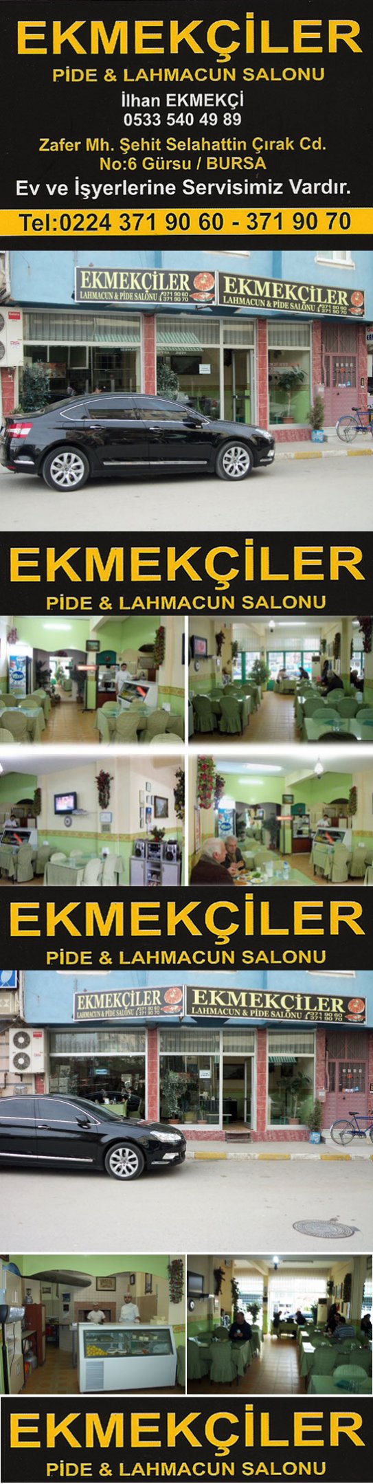 Ekmekçiler Gürsu Kıymalı Kuşbaşılı Kaşarlı Pide Lahmacun Cantık Paket Sipariş